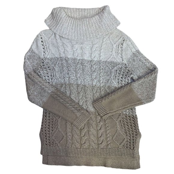White House Black Market Size XS Sparkly Cable Knit Cowl Neck Pullover Sweater - Picture 6 of 11